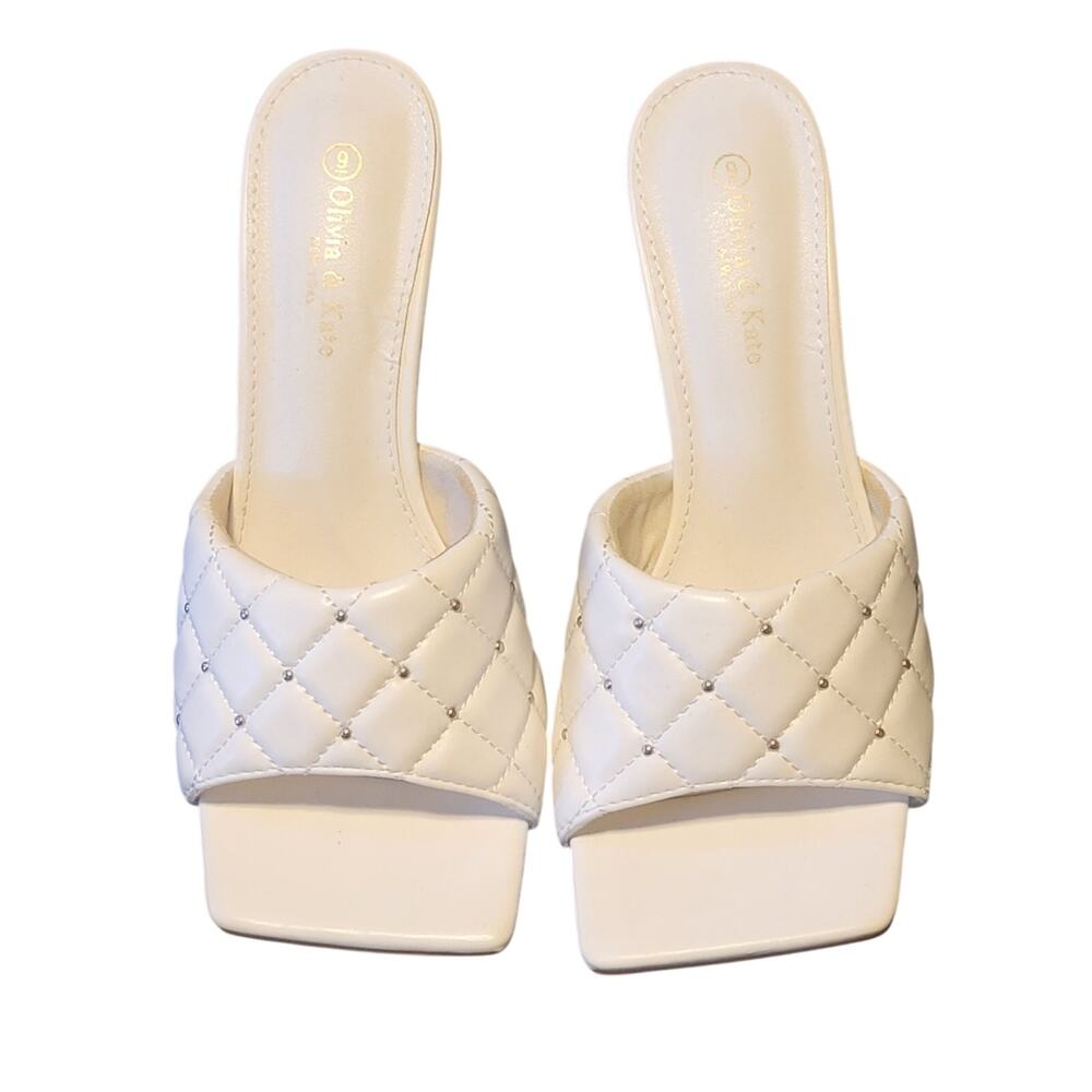 Olivia & Kate Ladies Quilted Stud Heel Slides size 9